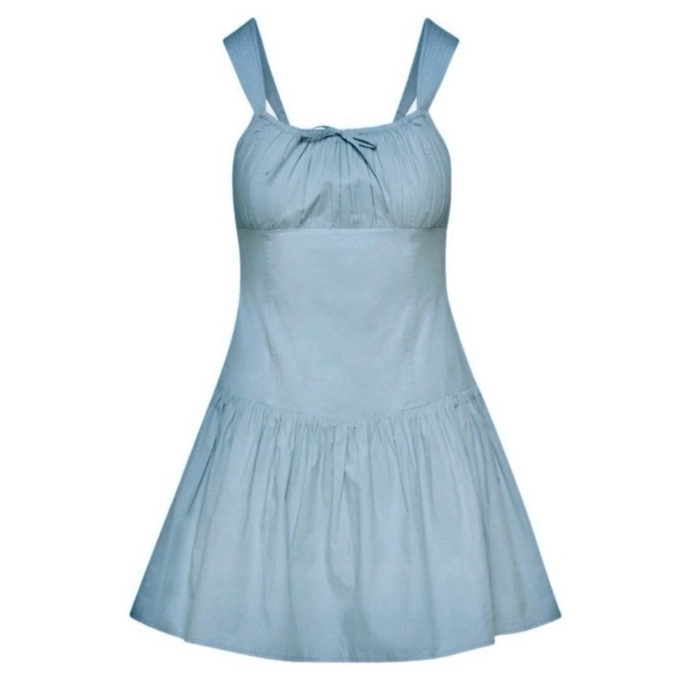 Aritzia Sunday Best 100% Cotton Strudel Poplin Dew Blue Mini Dress, Size S